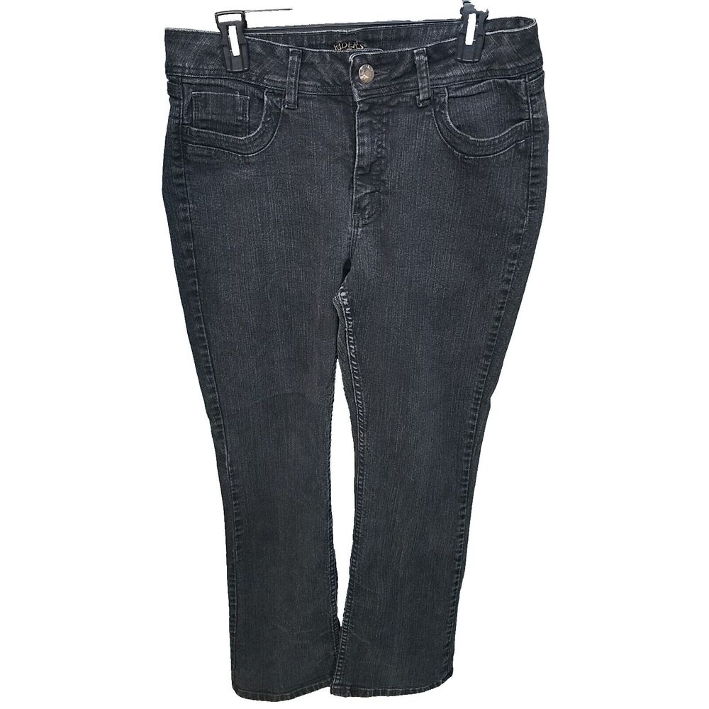Riders by LEE Womens Size 14M Black Solid BootCut Jeans